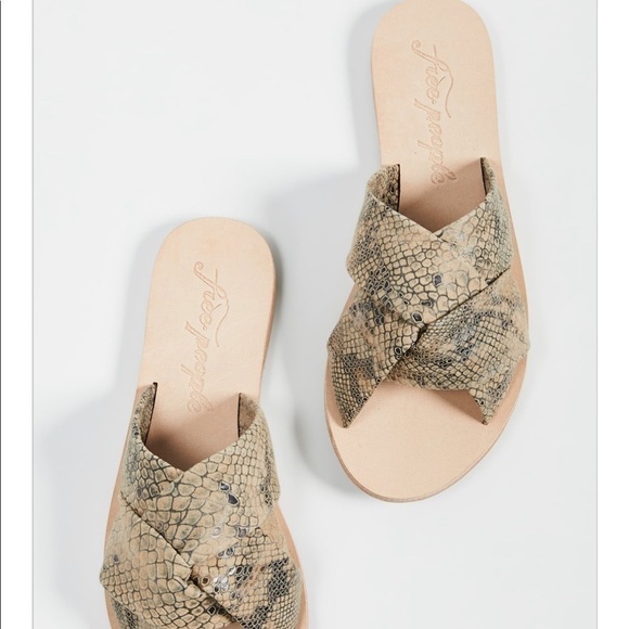 Free People Rio Vista Slide Sandals in Beige Snake - Picture 7 of 7